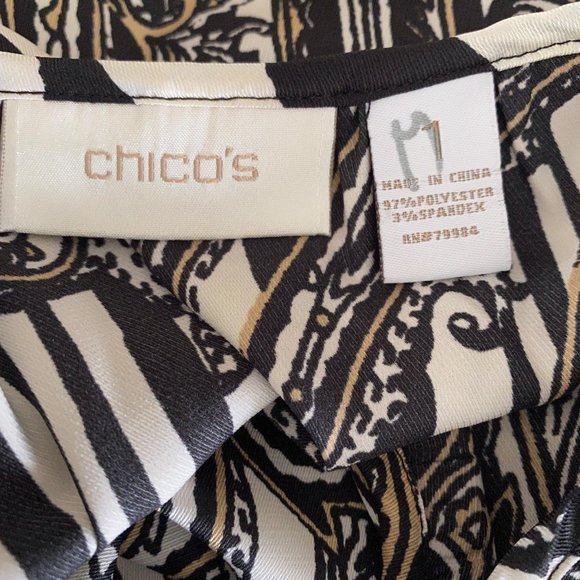 Chicos Banded Blouse top Womens Size 8 Mixed Media Print Zebra Paisley - Picture 6 of 8